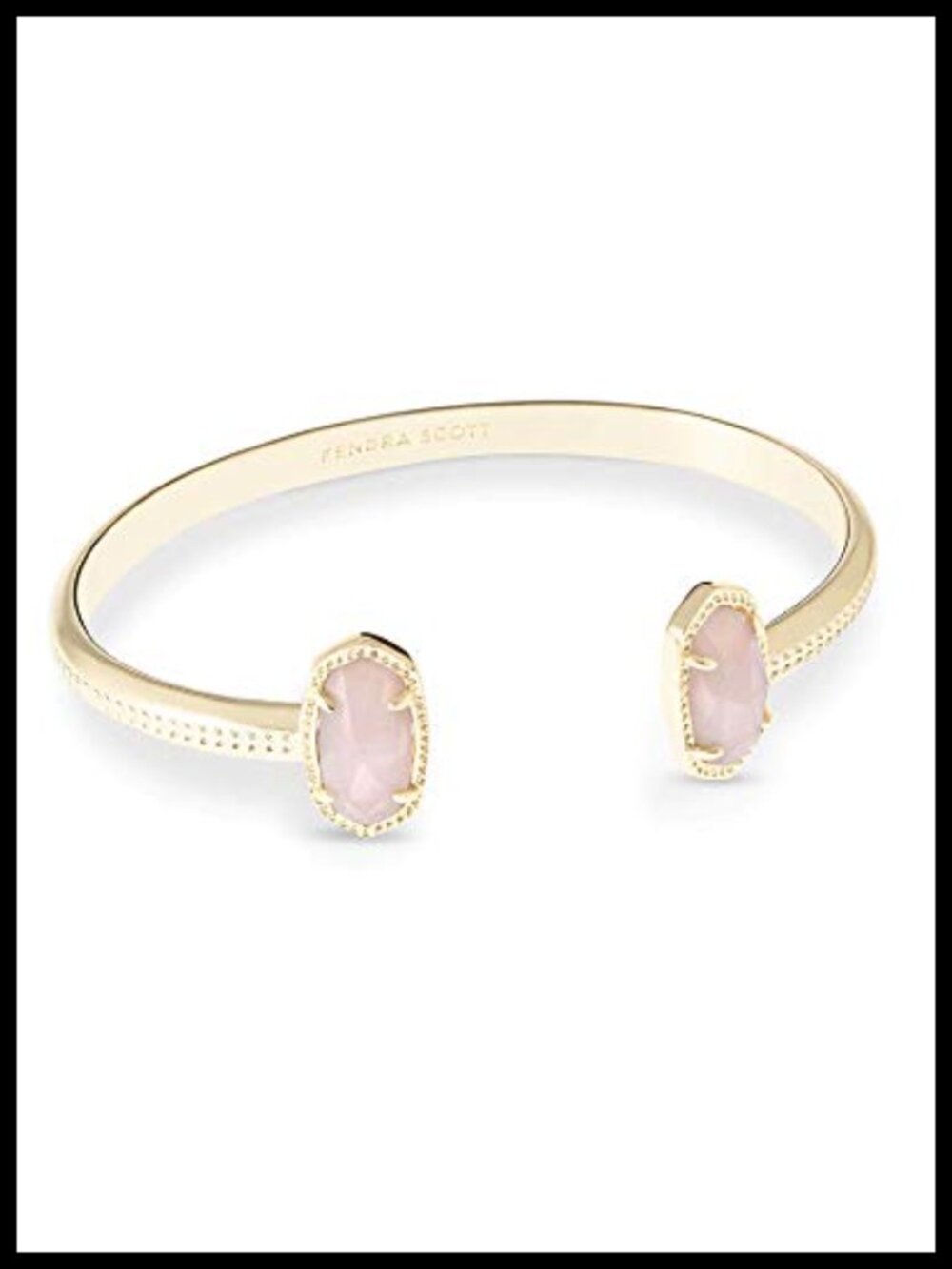 Kendra Scott Elton Cuff Bracelet Rose Quartz Gold Adjustable Women's Jewelry
